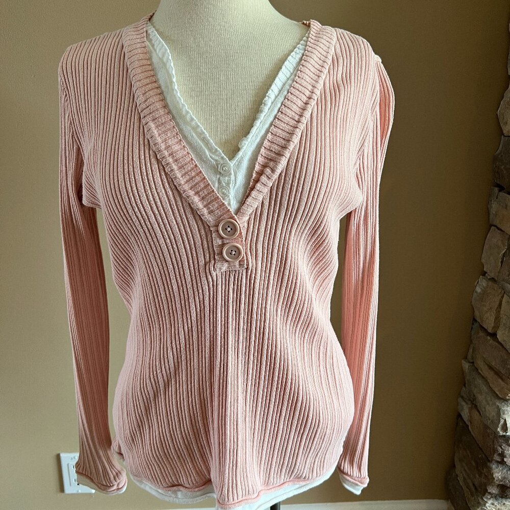 Axcess a Liz Clairborne company pink long sleeve sweater size L